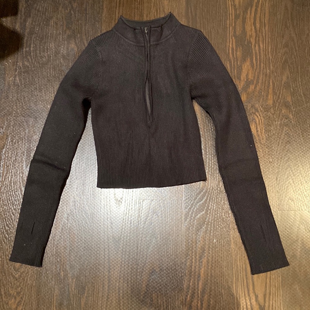 Princess Polly Quarter-Zop Ribbed Fitted Long Sleeve
